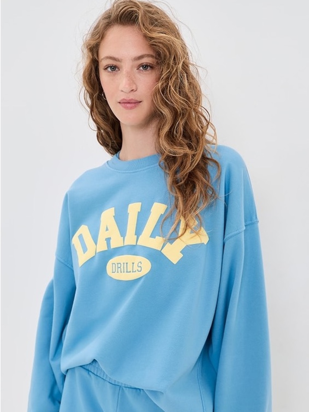 Daily drills x shop bop oversized crew neck in Malibu / lemonade